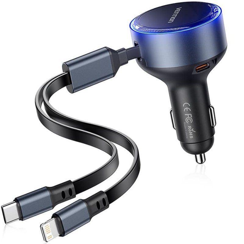 Cargador Coche Vention FFOB0 1xUSB Tipo-C 30W