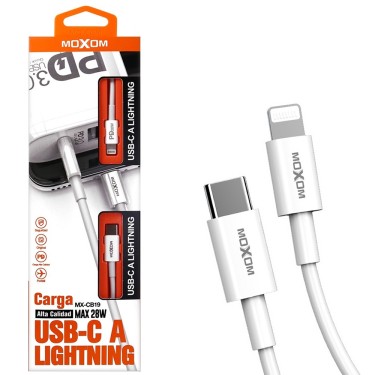 CABLE MOXOM CB-19 CARGA RAPIDA 28W LIG-TIPOC