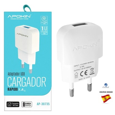 CARGADOR ADAPTADOR USB 1A