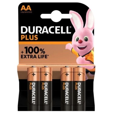 Pack de 4 Pilas AA Duracell Plus Extra Life LR6